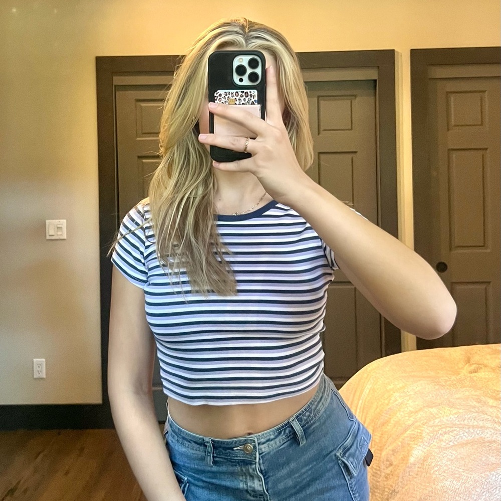 Brandy Melville Purple Striped Tee